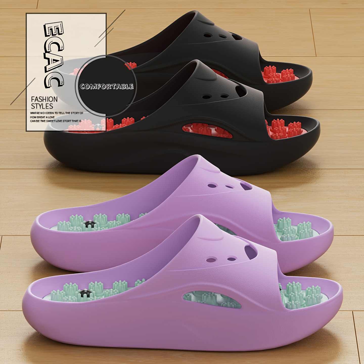 Mule Slip On - Women Men EVA Massage Slippers Thick