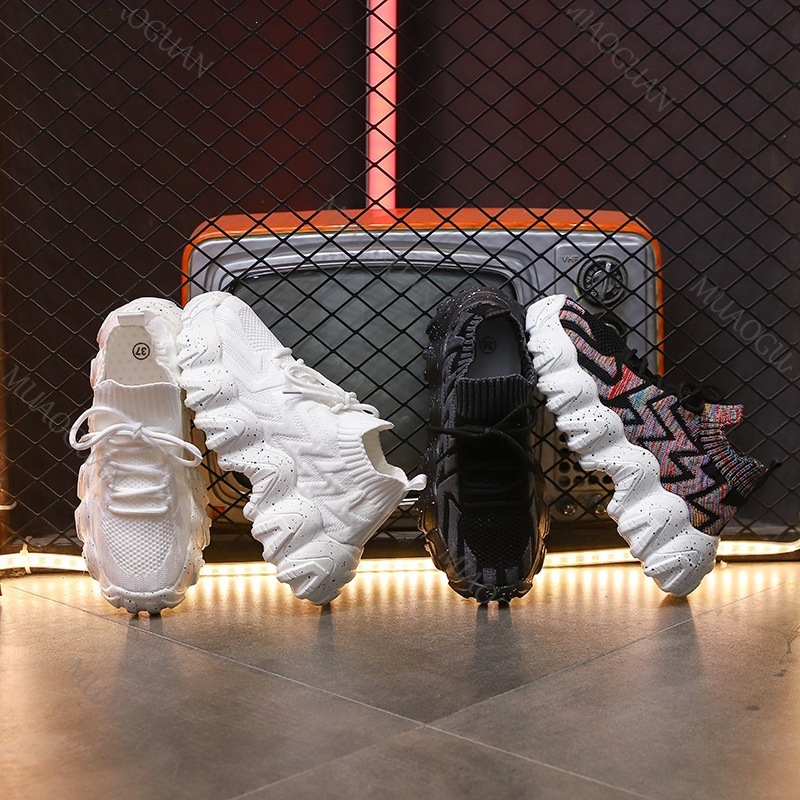 Women Shoes Store - Women Chunky Sneakers Breathable Knitting Thick