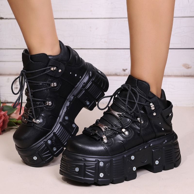 Suede Ankle Boot - New Women Shoes Punk Style Lace-up