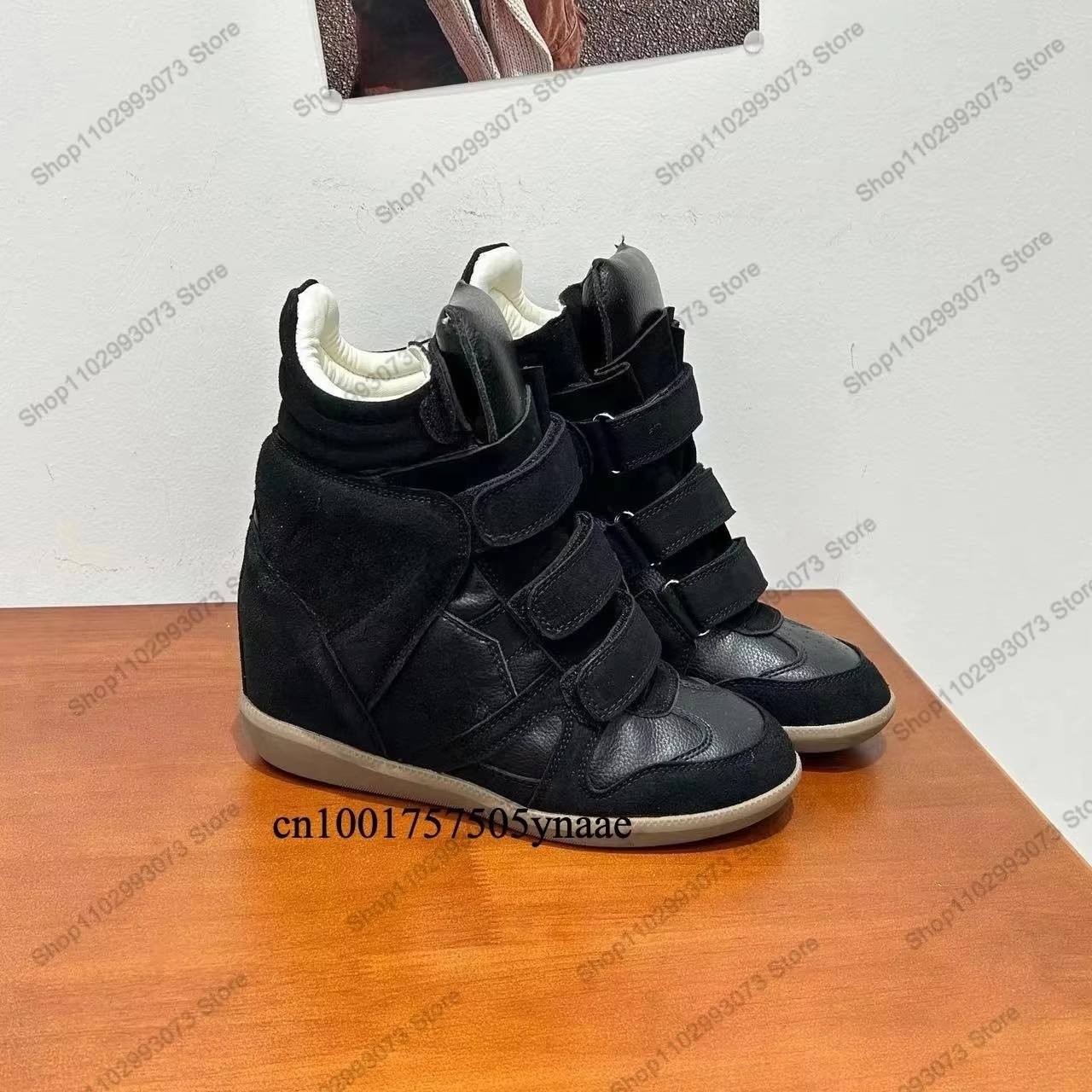 Women Shoes Store - Women Hidden Wedge Heel High‑Top Sneakers