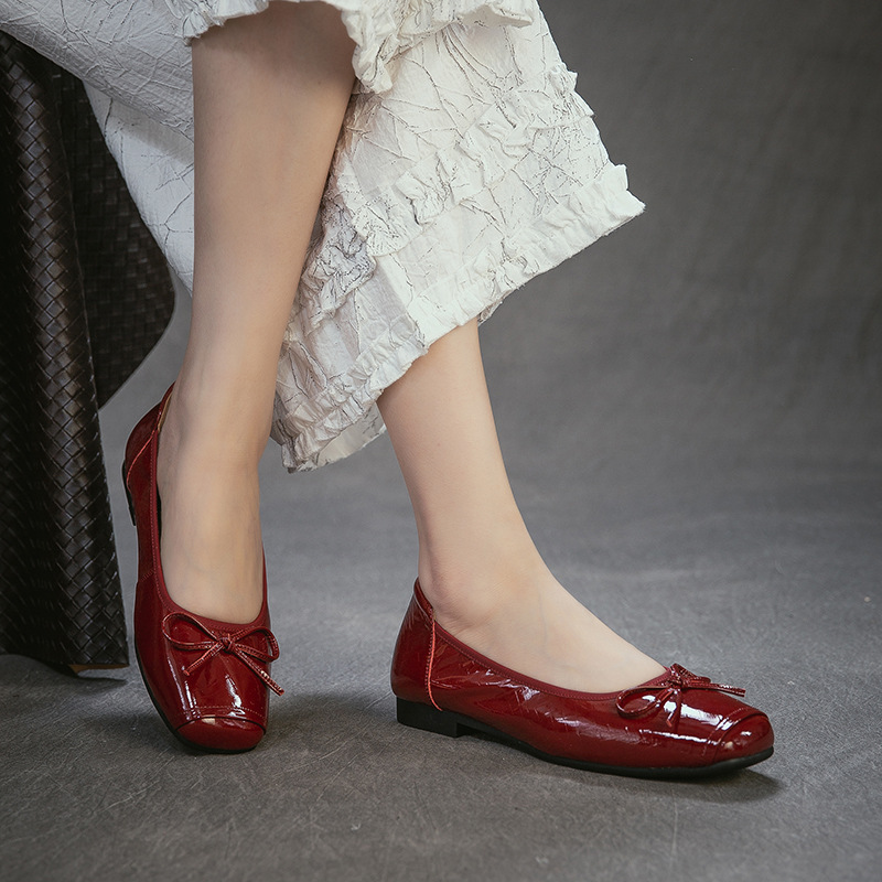Genuien Leather Round Toe Low  - Women Shoes Japanese Brand recension och pris