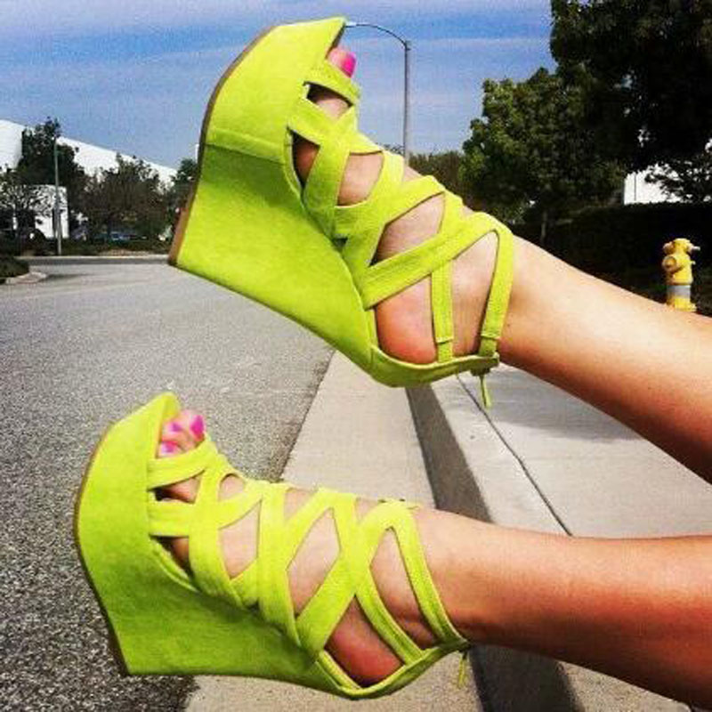 Bright Yellow Suede Cuts Out H - Women'S Shoes Yellow recension och pris