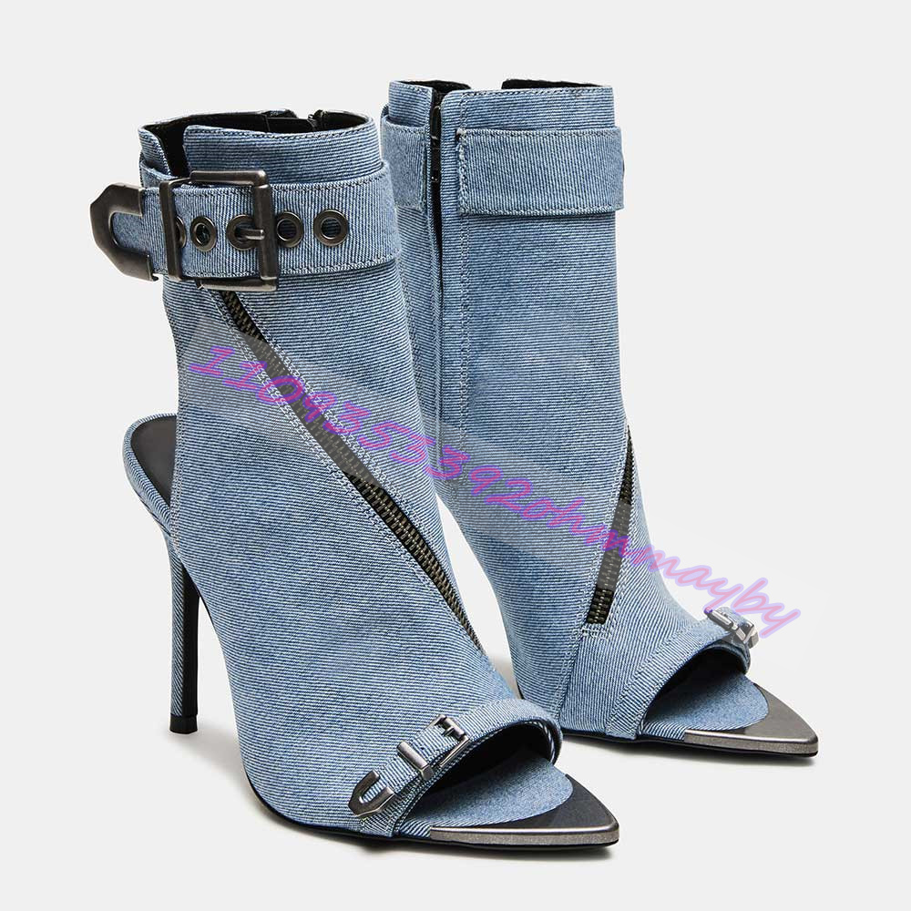 Summer Blue Denim Pointed-Toe  - Suede Ankle Boot recension och pris