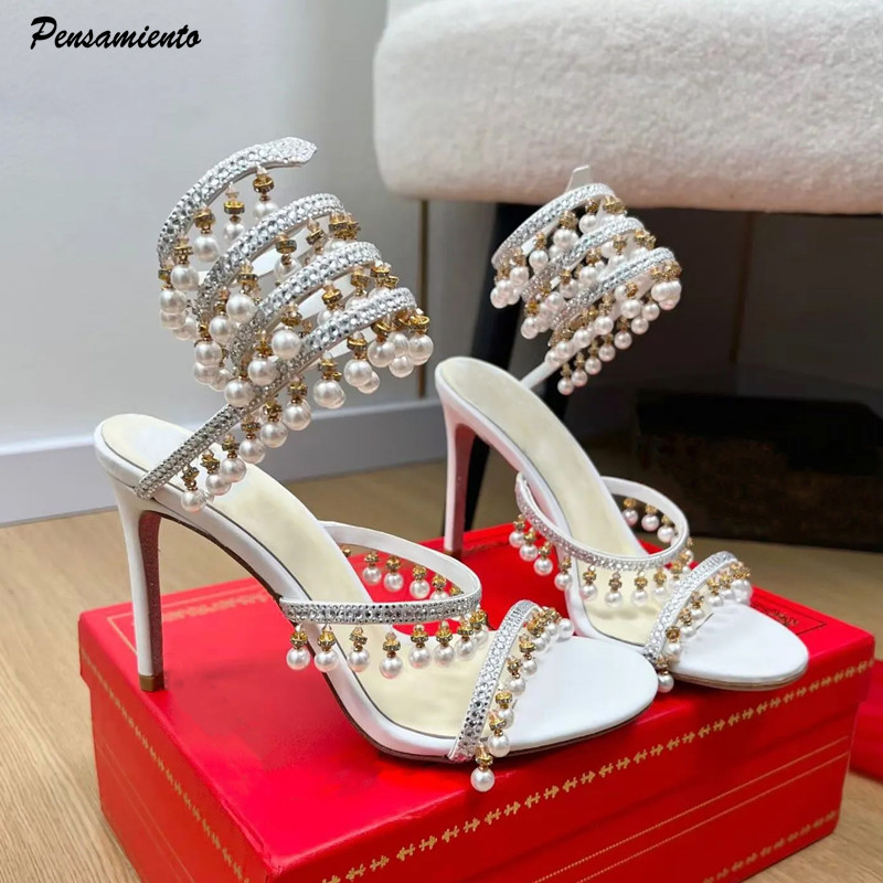Luxury Rhinestones Pearls Tass - Rhinestone Sandal Women recension och pris